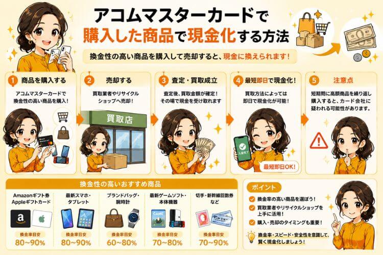 アコムマスターカードで購入した商品で現金化する方法