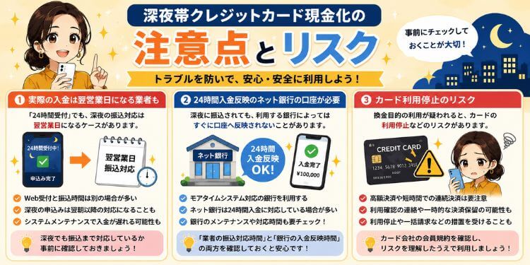 深夜にクレジットカード現金化をするリスク