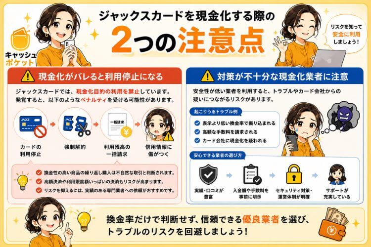 ジャックスカードを現金化する際の注意点