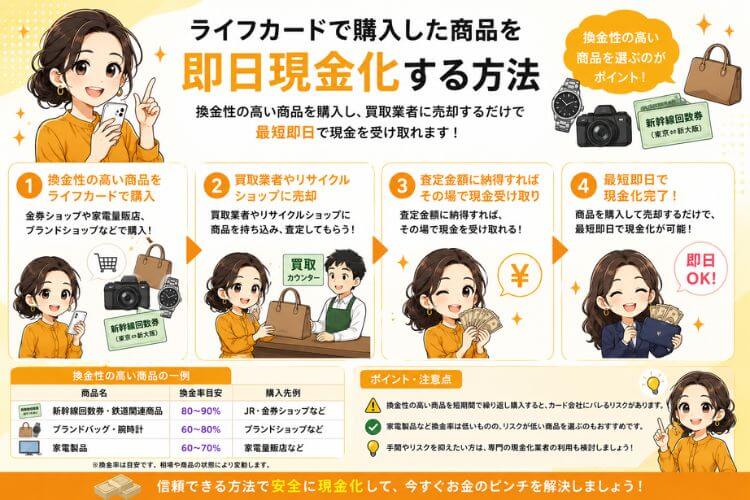ライフカードで購入した商品を現金化する方法