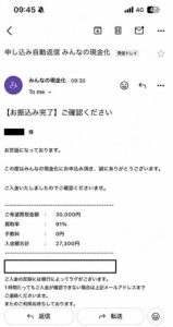 みんなの現金化 振り込み完了メール