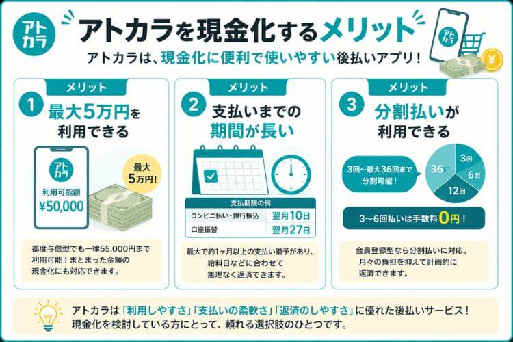 アトカラを現金化するメリット