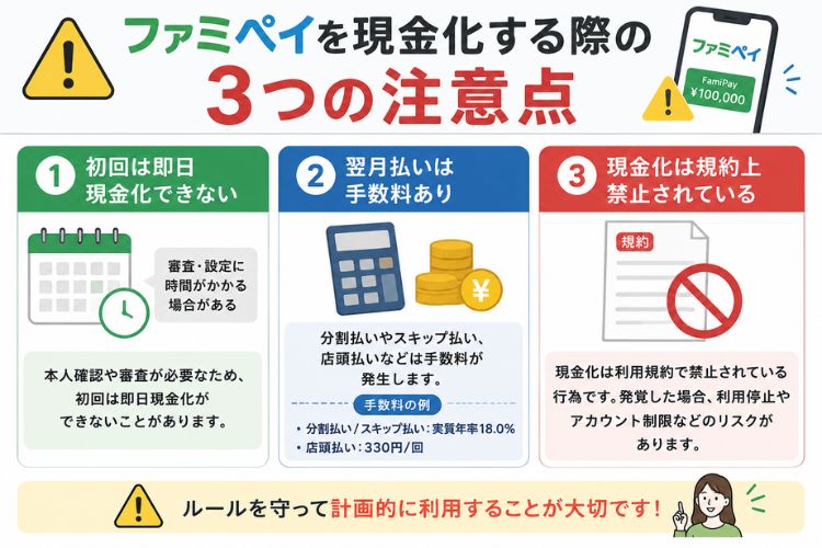 ファミペイ現金化の注意点