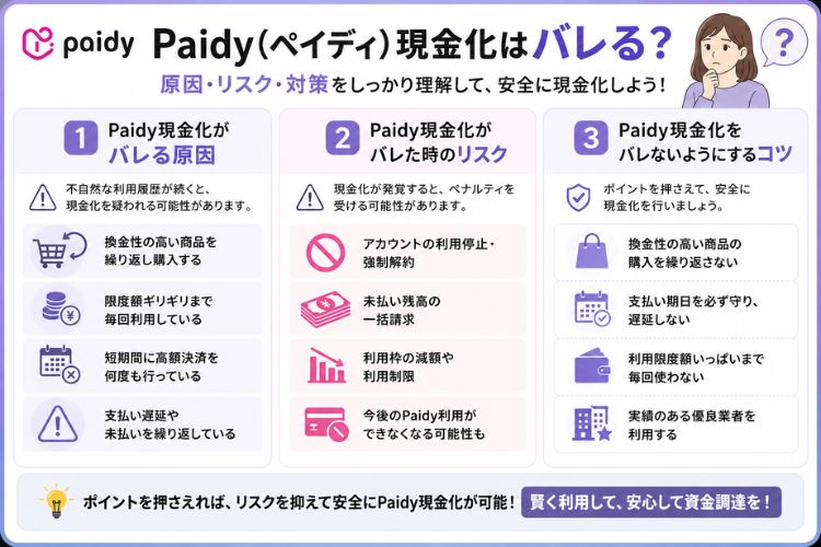 ペイディ現金化がバレる原因と対策