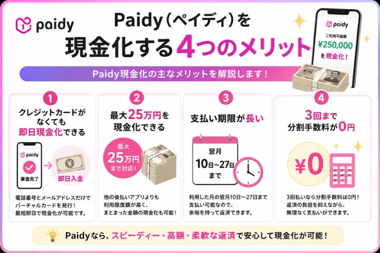 ペイディを現金化するメリット
