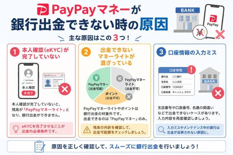 PayPayマネーが出金できない原因