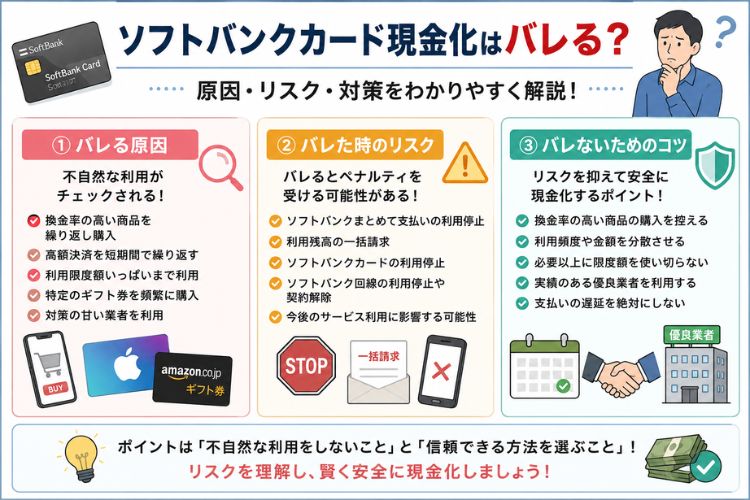 ソフトバンクカード現金化がバレる原因と対策