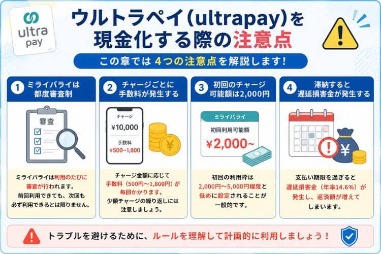 ウルトラペイを現金化する際の注意点