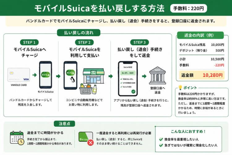 モバイルsuicaを払い戻す方法
