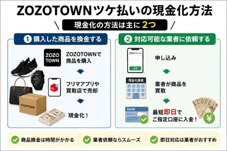 ZOZOTOWNツケ払いを現金化する方法
